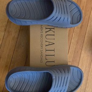 kuailu mens recovery sandals size 8 dark grey